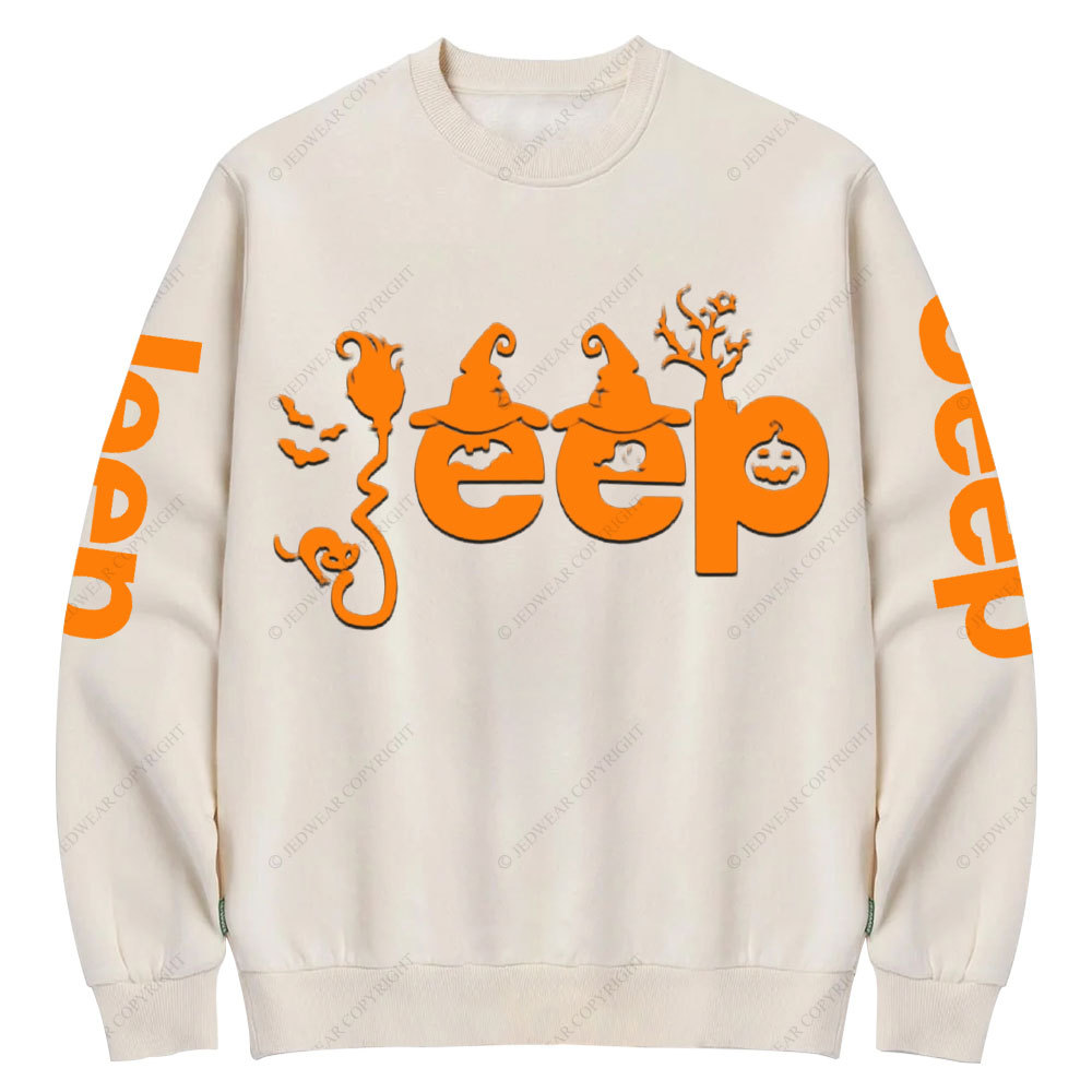 Halloween Elements Orange Jp Design Crew Neck Sweatshirt