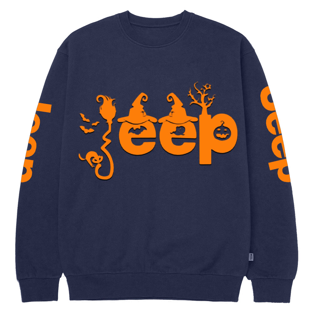 Halloween Elements Orange Jp Design Crew Neck Sweatshirt