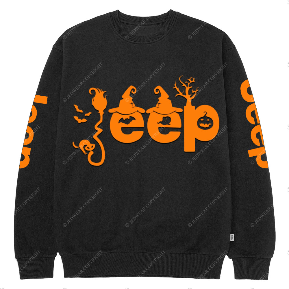 Halloween Elements Orange Jp Design Crew Neck Sweatshirt
