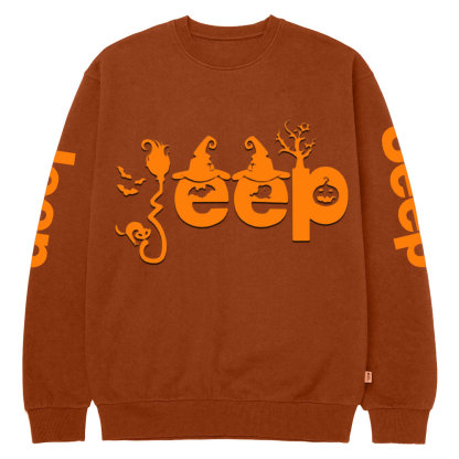 Halloween Elements Orange Jp Design Crew Neck Sweatshirt
