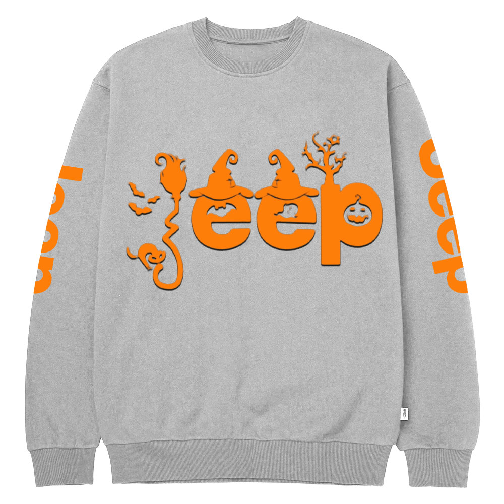 Halloween Elements Orange Jp Design Crew Neck Sweatshirt
