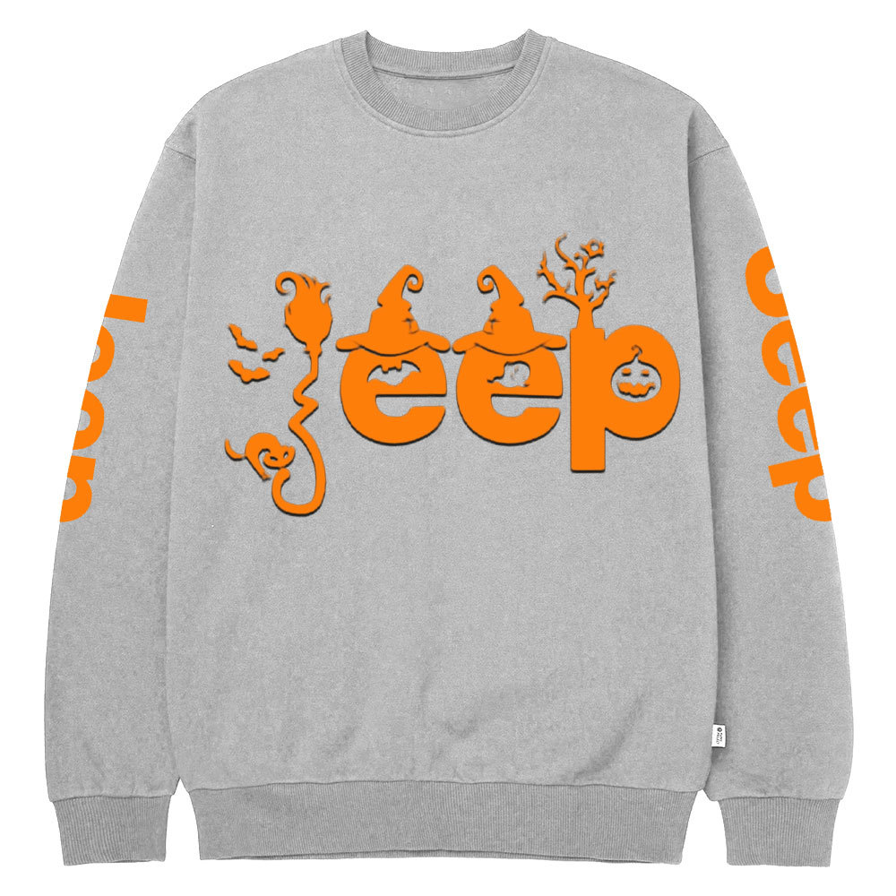 Halloween Elements Orange Jp Design Crew Neck Sweatshirt