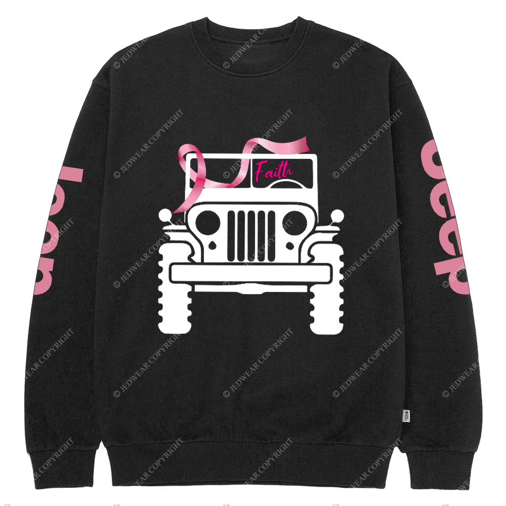 Faith Pink Ribbon Inspirational Breast Cancer Awareness Crew Neck Sweatshirt