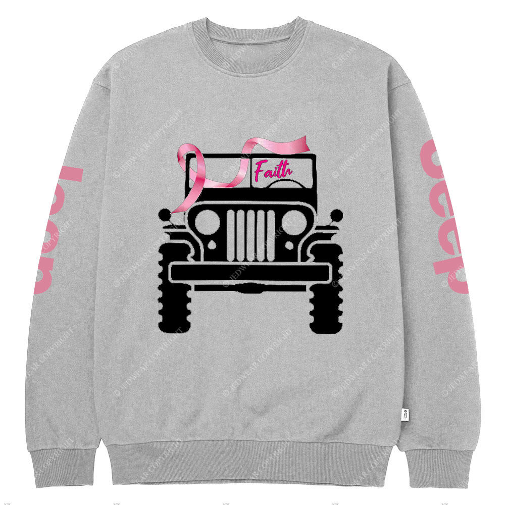Faith Pink Ribbon Inspirational Breast Cancer Awareness Crew Neck Sweatshirt