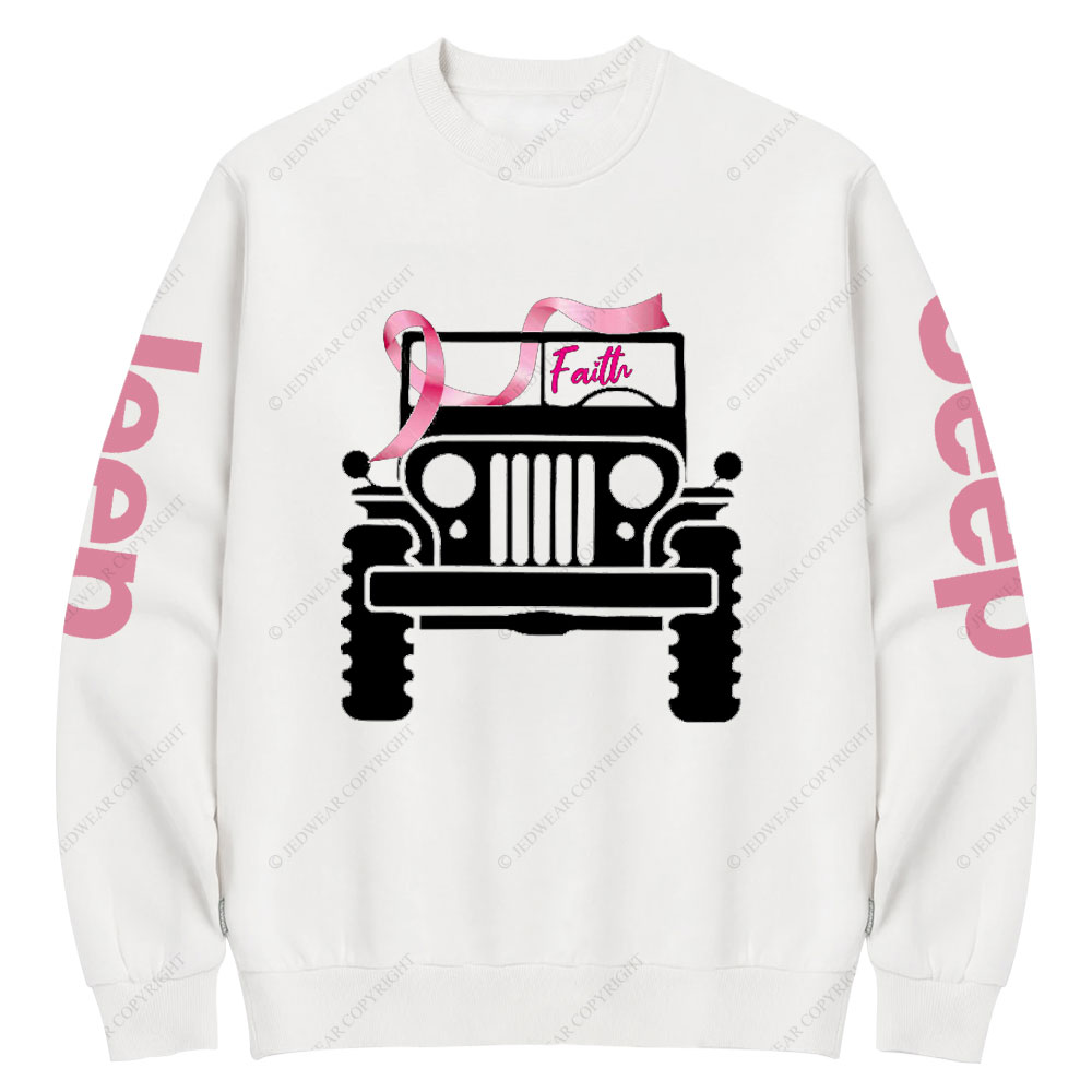 Faith Pink Ribbon Inspirational Breast Cancer Awareness Crew Neck Sweatshirt