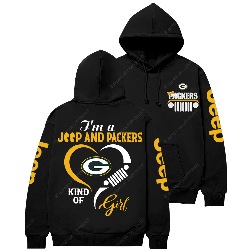 Green Bay Packers Football Team Heart Jp Girl Casual Hoodie