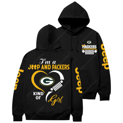 Green Bay Packers Football Team Heart Jp Girl Casual Hoodie