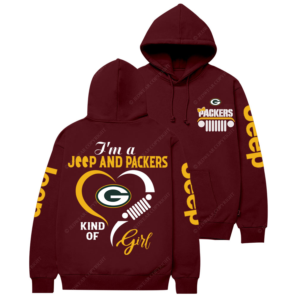 Green Bay Packers Football Team Heart Jp Girl Casual Hoodie