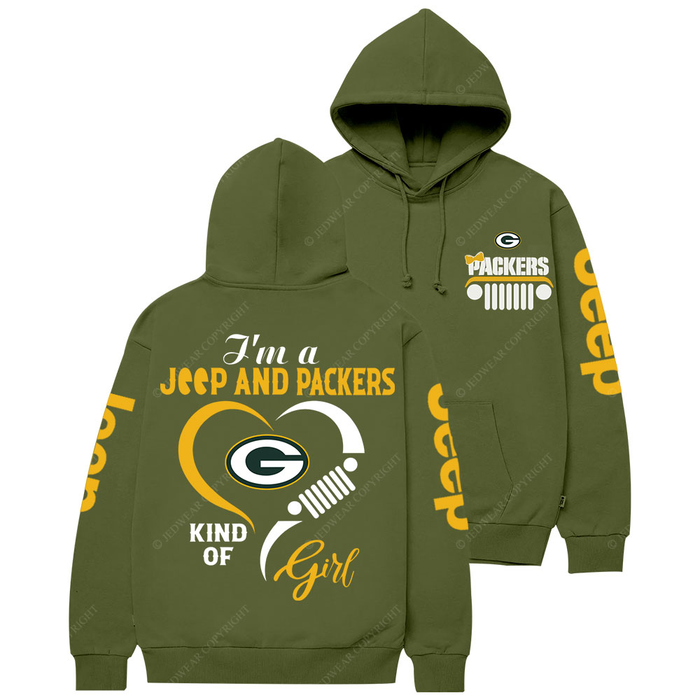 Green Bay Packers Football Team Heart Jp Girl Casual Hoodie