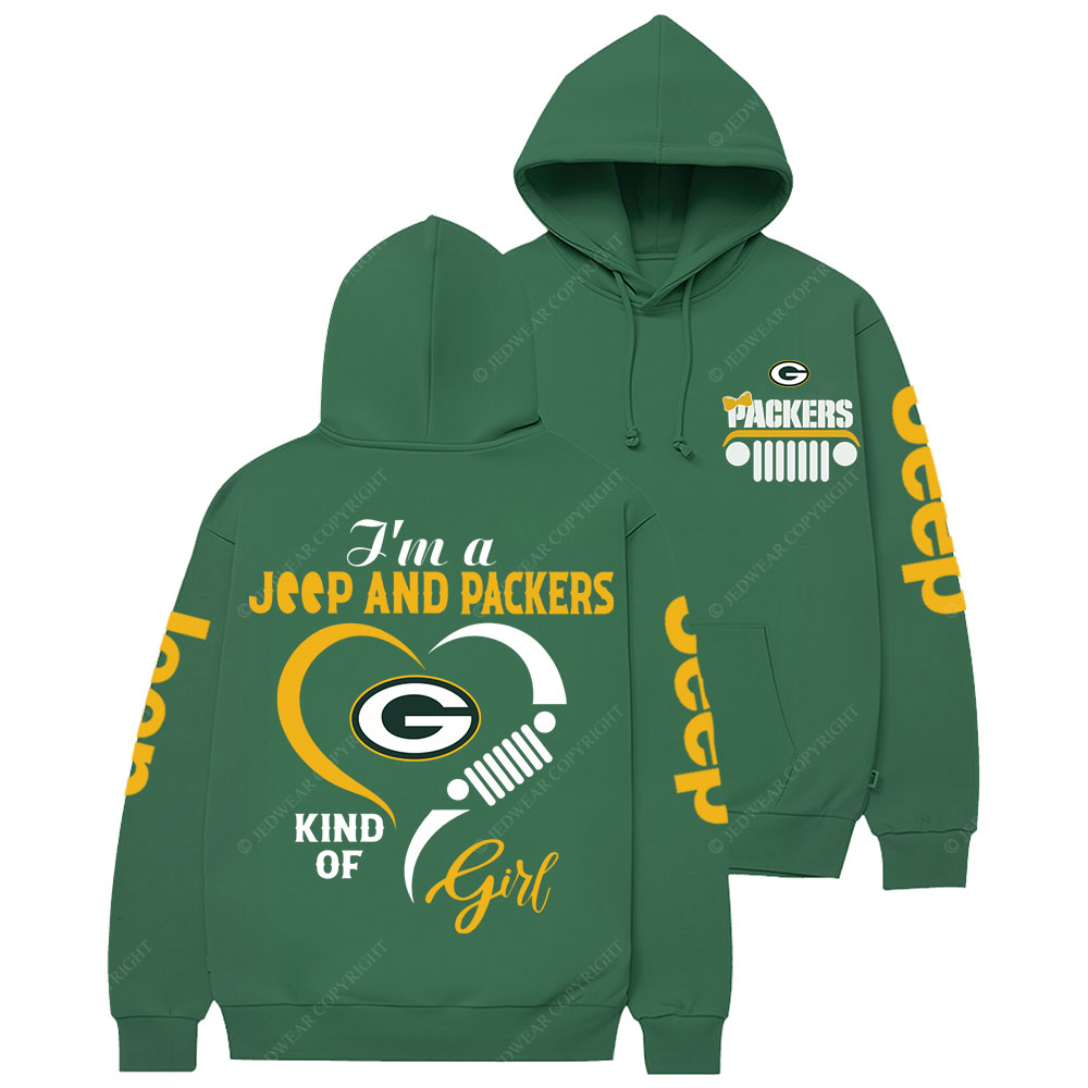 Green Bay Packers Football Team Heart Jp Girl Casual Hoodie