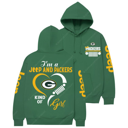 Green Bay Packers Football Team Heart Jp Girl Casual Hoodie