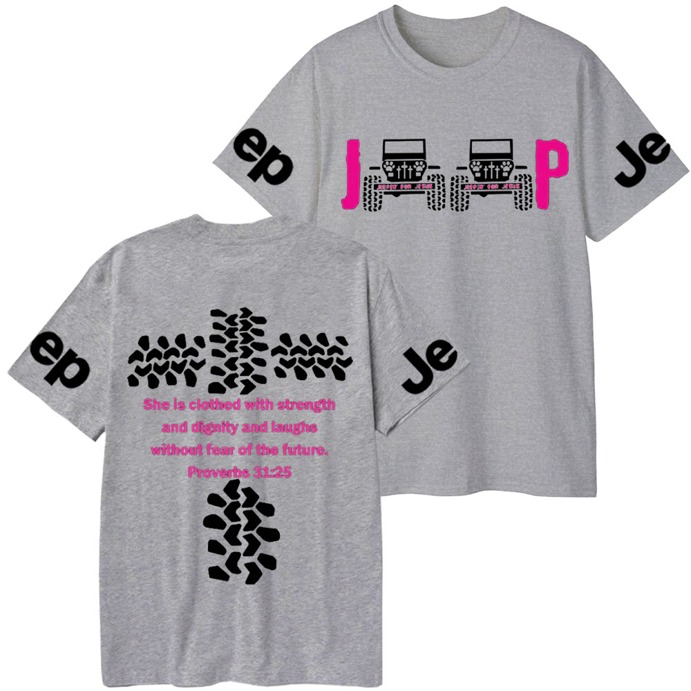 Jp She Is Clothed With Strength Jesus Proverbs 31:25 T-Shirt