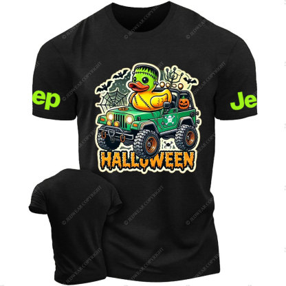 Halloween Frankenstein Duckie Driving a Spooky Off-Road Vehicle Jp T-Shirt