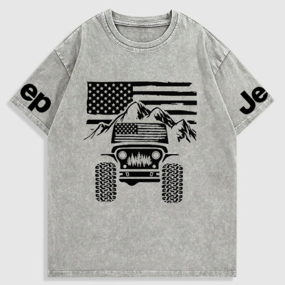 Jp American Flag Mountains Washed T-Shirt