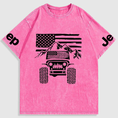 Jp American Flag Mountains Washed T-Shirt