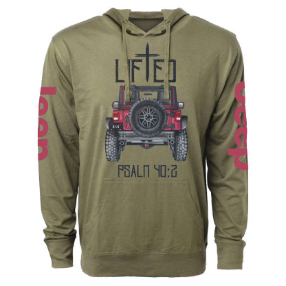Christian "Lifted" 4x4 Truck Offroad Bible Verse Positive Vibes Jp Lightweight Hoodie
