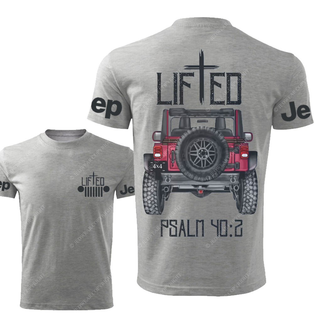 Christian "Lifted" Jp Truck Bible Verse Positive Vibes Double Printed Men Christmas T-Shirt