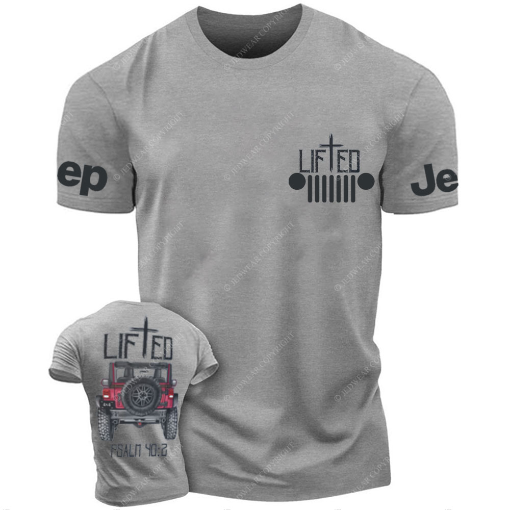 Christian "Lifted" Jp Truck Bible Verse Positive Vibes Double Printed Men Christmas T-Shirt