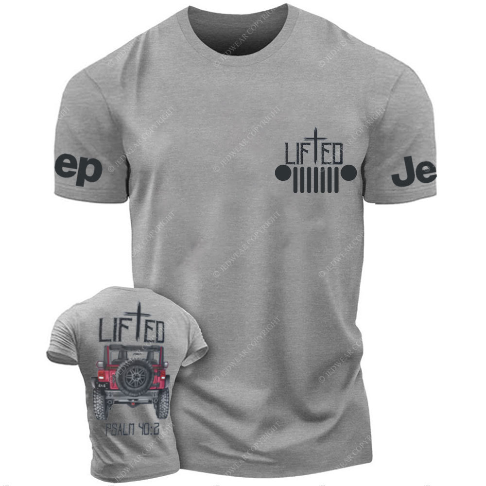 Christian "Lifted" Jp Truck Bible Verse Positive Vibes Double Printed Men Christmas T-Shirt