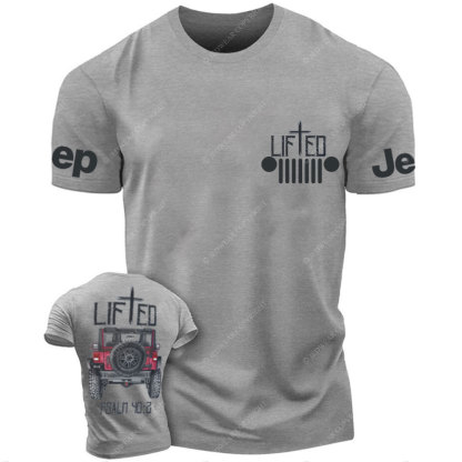 Christian "Lifted" Jp Truck Bible Verse Positive Vibes Double Printed Men Christmas T-Shirt
