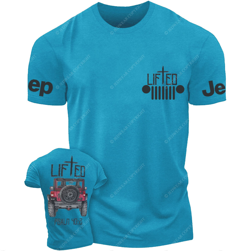Christian "Lifted" Jp Truck Bible Verse Positive Vibes Double Printed Men Christmas T-Shirt