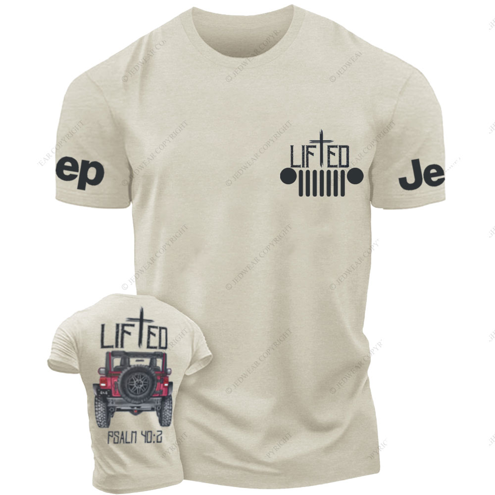 Christian "Lifted" Jp Truck Bible Verse Positive Vibes Double Printed Men Christmas T-Shirt