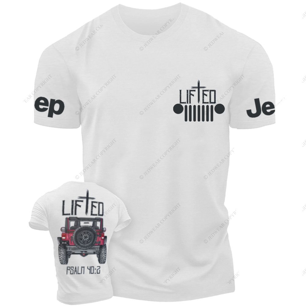 Christian "Lifted" Jp Truck Bible Verse Positive Vibes Double Printed Men Christmas T-Shirt