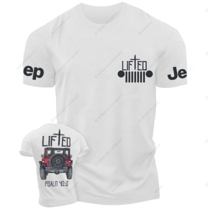 Christian "Lifted" Jp Truck Bible Verse Positive Vibes Double Printed Men Christmas T-Shirt