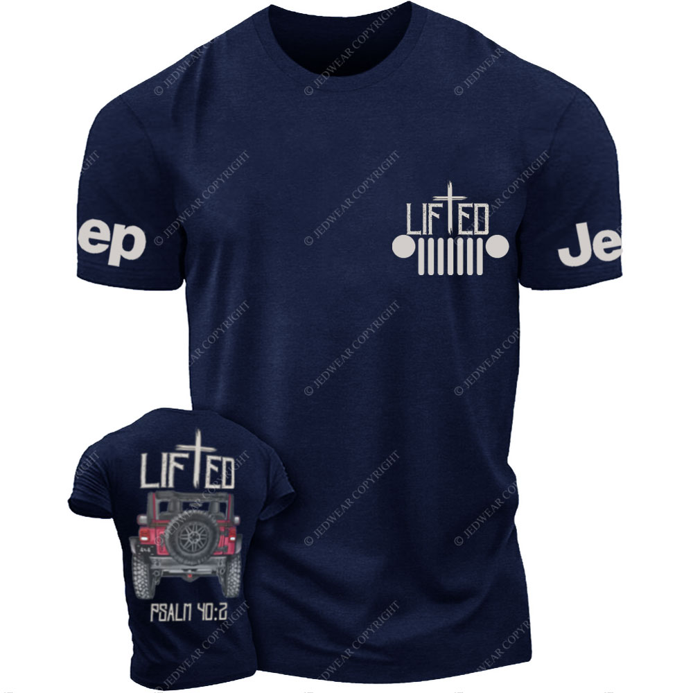 Christian "Lifted" Jp Truck Bible Verse Positive Vibes Double Printed Men Christmas T-Shirt