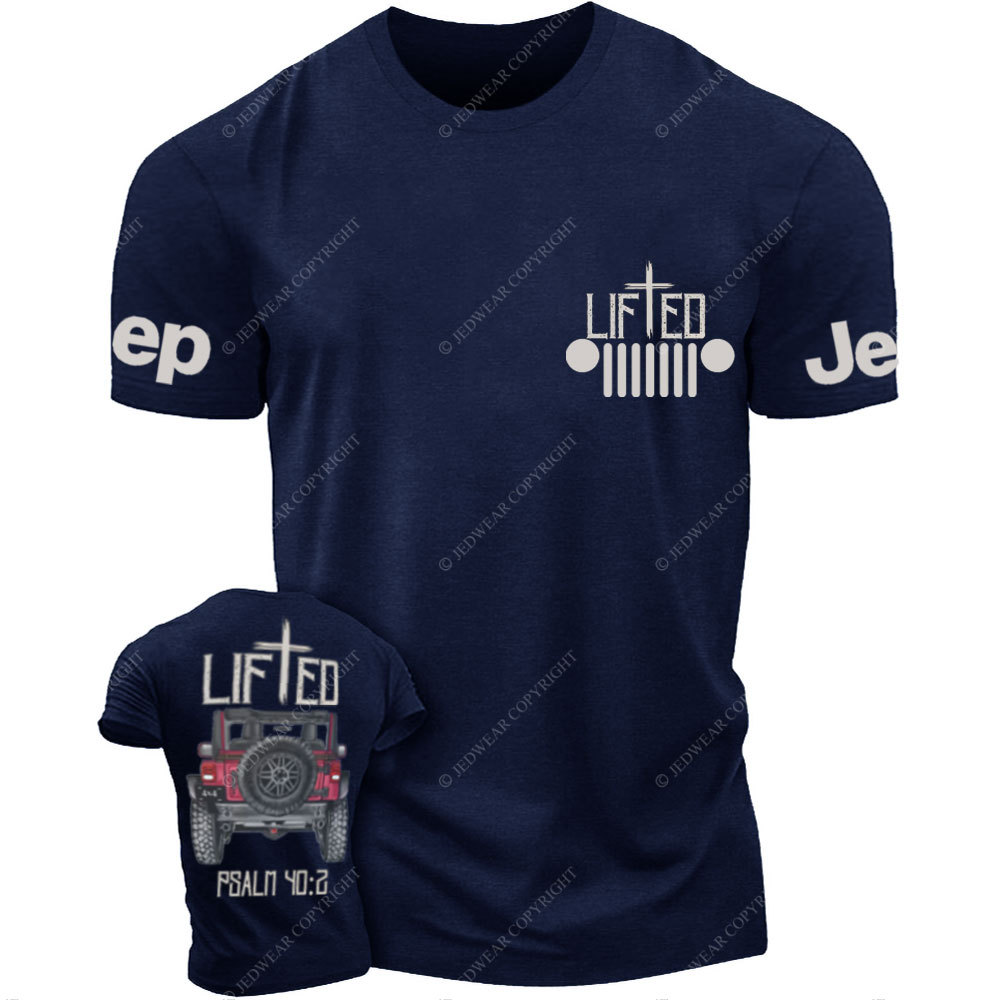 Christian "Lifted" Jp Truck Bible Verse Positive Vibes Double Printed Men Christmas T-Shirt
