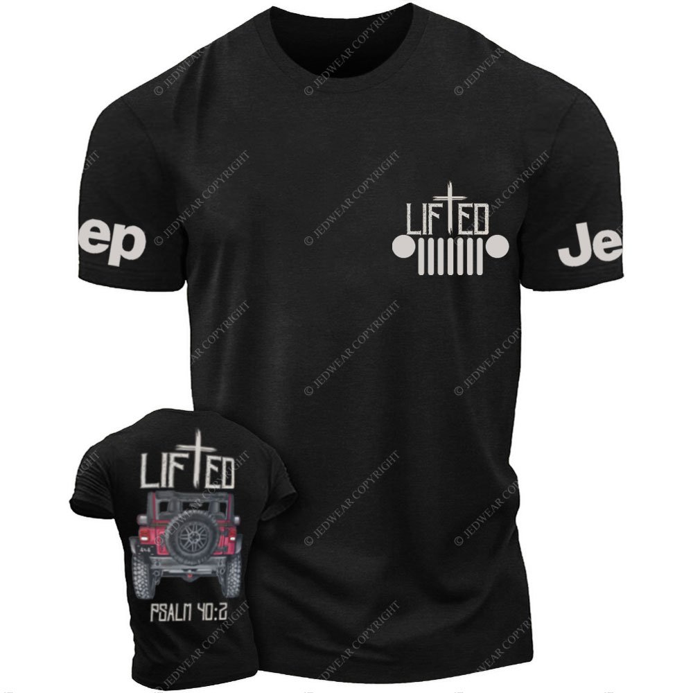 Christian "Lifted" Jp Truck Bible Verse Positive Vibes Double Printed Men Christmas T-Shirt