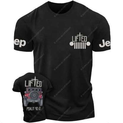 Christian "Lifted" Jp Truck Bible Verse Positive Vibes Double Printed Men Christmas T-Shirt