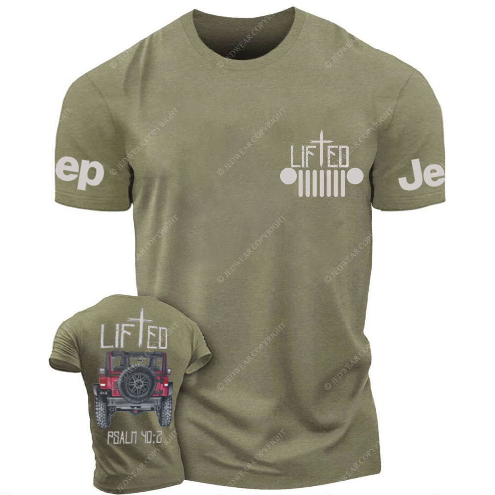 Christian "Lifted" Jp Truck Bible Verse Positive Vibes Double Printed Men Christmas T-Shirt