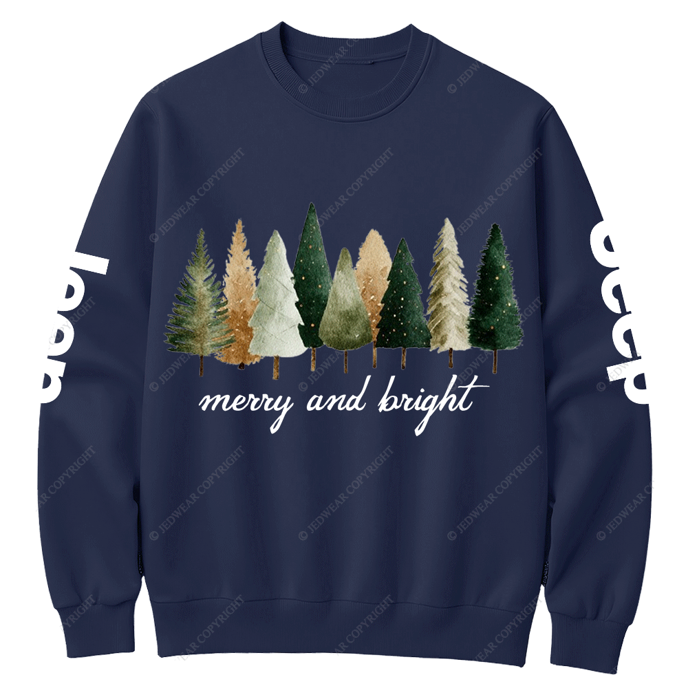 Merry and Bright Christmas Wish Jp Crew Neck Sweatshirt