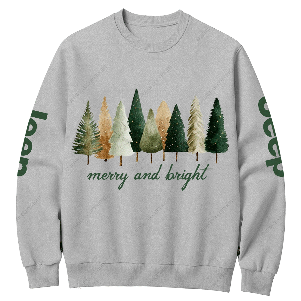 Merry and Bright Christmas Wish Jp Crew Neck Sweatshirt