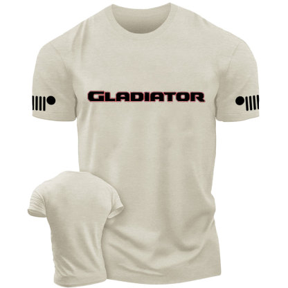 Jp Gladiator Red and Black Text Logo T-Shirt