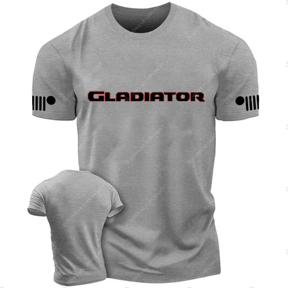 Jp Gladiator Red and Black Text Logo T-Shirt
