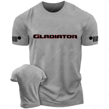 Jp Gladiator Red and Black Text Logo T-Shirt