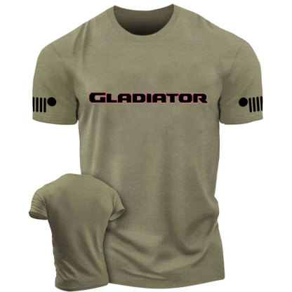 Jp Gladiator Red and Black Text Logo T-Shirt