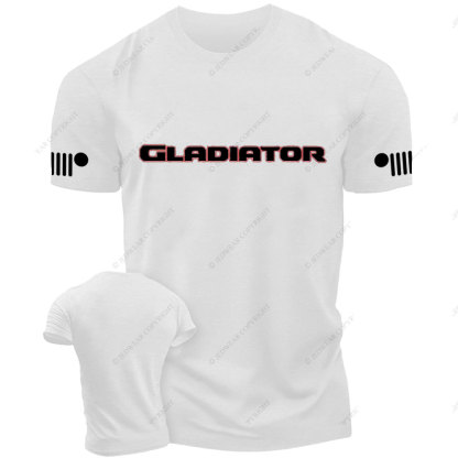 Jp Gladiator Red and Black Text Logo T-Shirt