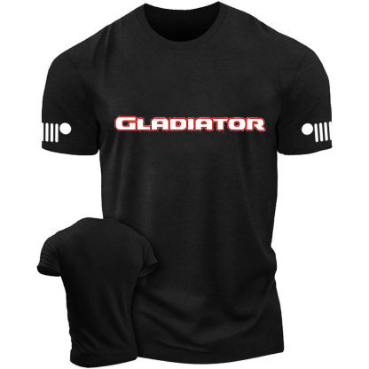 Jp Gladiator Red and Black Text Logo T-Shirt