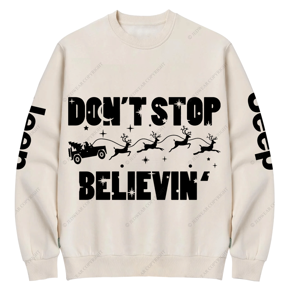 Believe Christmas Offroad 4x4 Jp Sleigh Crew Neck Sweatshirt