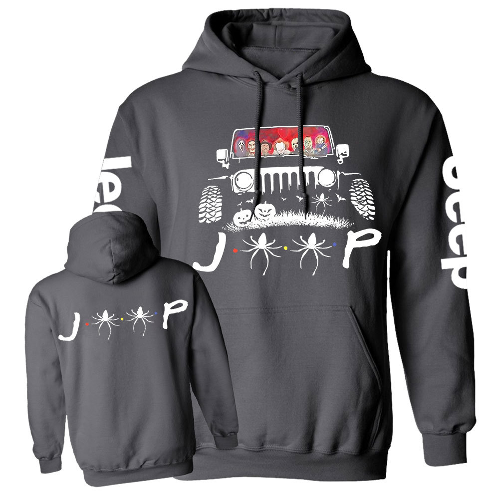 Jp Horror Characters Halloween Double Printed Casual Hoodie