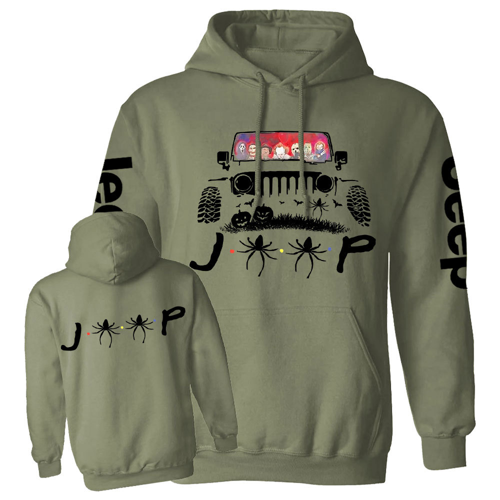 Jp Horror Characters Halloween Double Printed Casual Hoodie