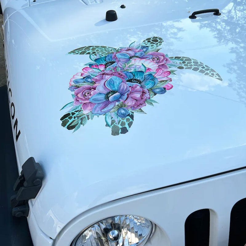 Sea Turtle Flower Printed Sticker Decal Accessories