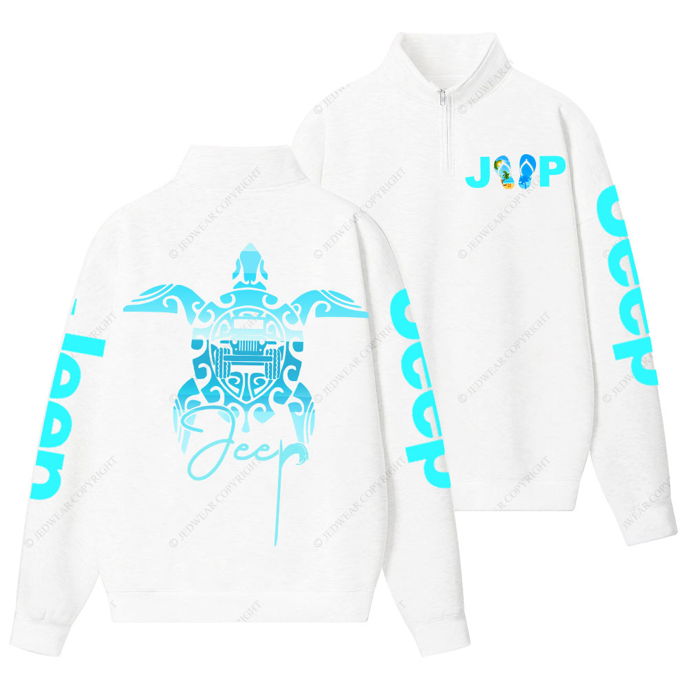 Sea Turtle Jp Print Double Printed Half-Zip Jacket Sweatshirt