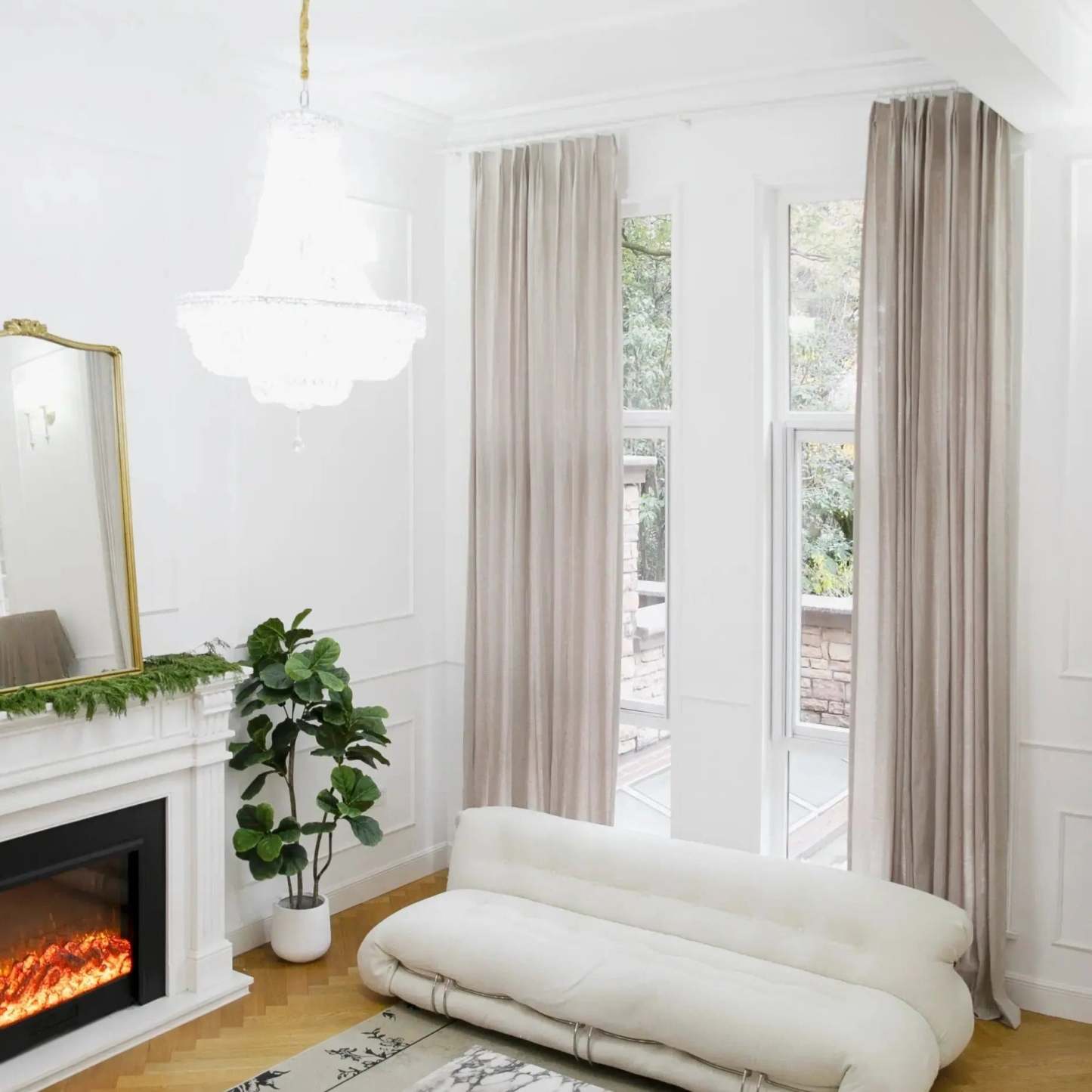 Ron Linen Herringbone Custom Curtain Pleated -TWOPAGES