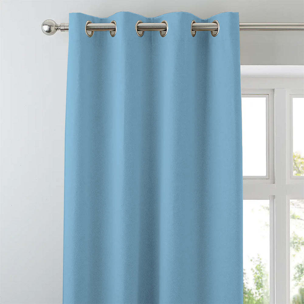 Jacquard Room Darkening Curtains in Cerulean Blue Set Of 2 - (P10)
