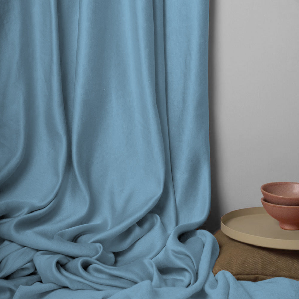 Jacquard Room Darkening Curtains in Cerulean Blue Set Of 2 - (P10)