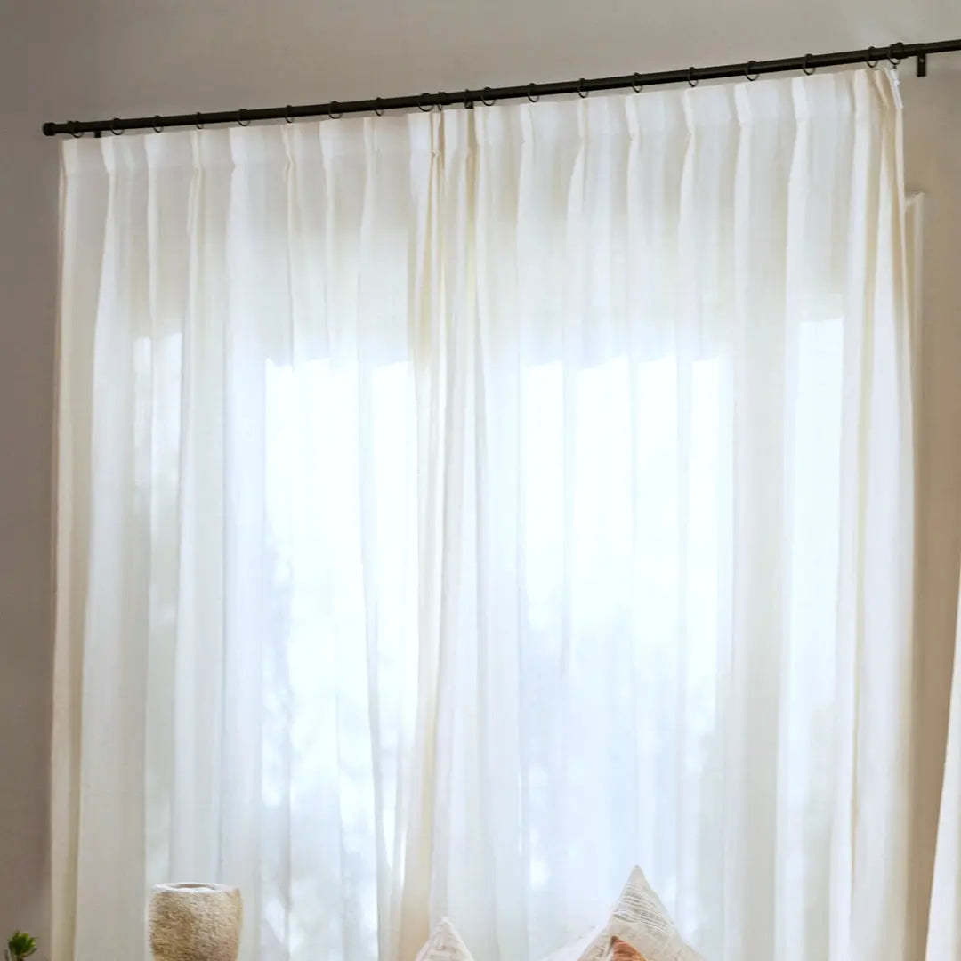 Ron Linen Herringbone Custom Curtain Pleated -TWOPAGES